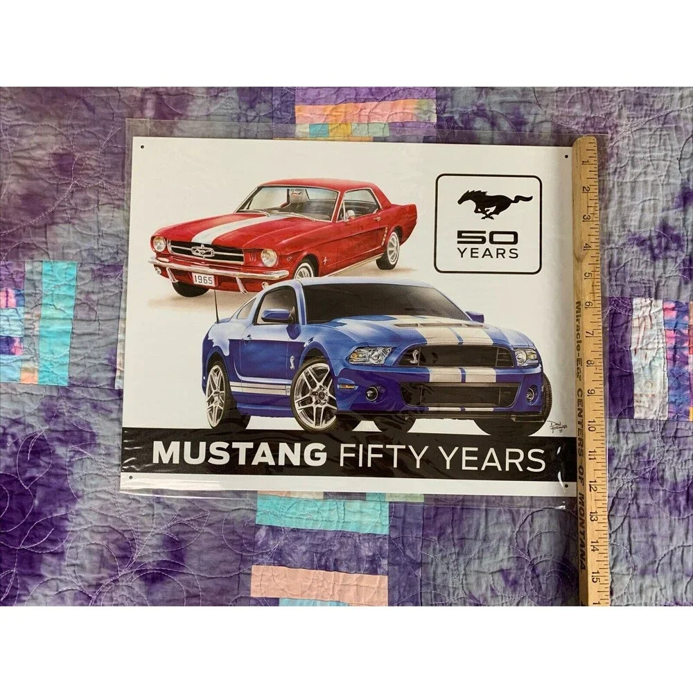Mustang Fiftieth Anniversary 16w12.5h Tim Sign Garage Man Cave Workshop Decor